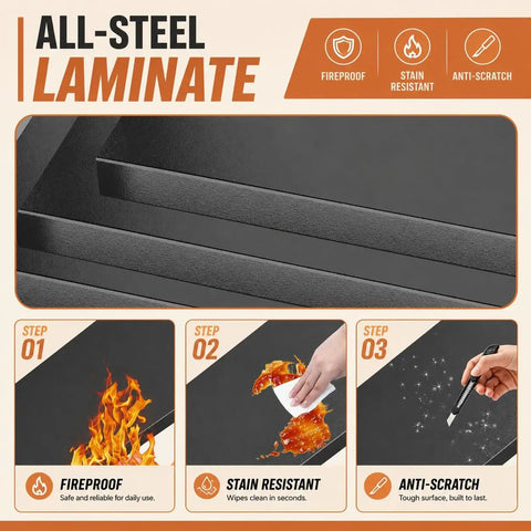 All-steel laminate features of 4 Tier Bolt Free Kitchen Storage Shelves With Adjustable Detachable Metal Tiers Heavy Duty Steel Shelving Unit