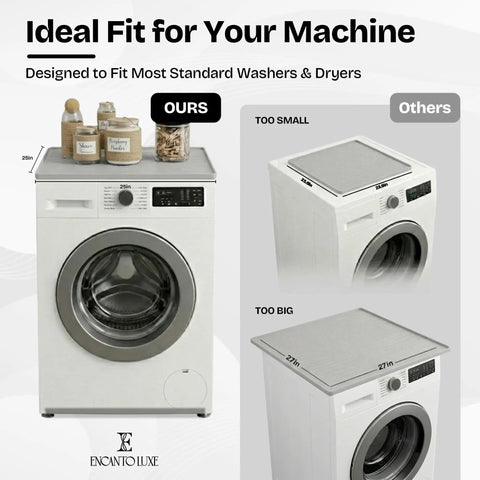 Washer And Dryer Top Cover Protector 25x25 Inch Silicone Waterproof Dust Guard shown on washing machines.