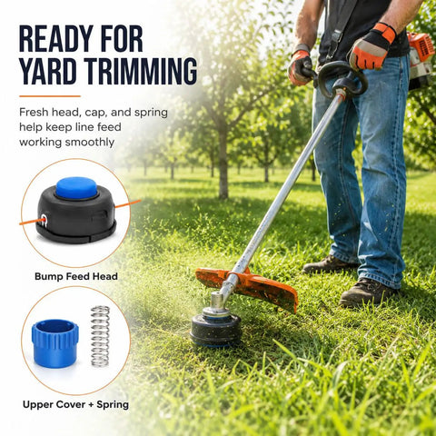 Pro T25 Tap Feed Trimmer Head Repair Kit With Blue Bump Knob And Spring For Husqvarna 325RJX Loop Handle Grass Stringer