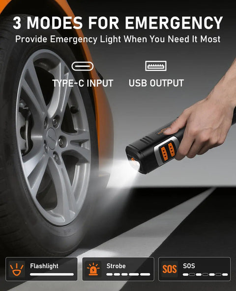 Cordless Tire Inflator Portable Air Compressor With 150 PSI Auto Shutoff LED Light And Digital Pressure Gauge The On The Go Workhorse For Cars Motorcycles Bicycles And Balls in use for car tire inflation
