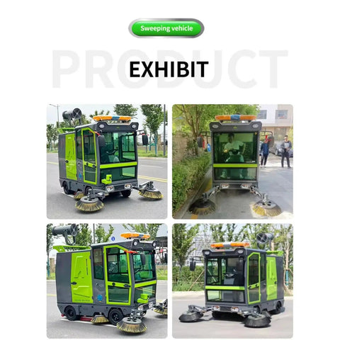 Heavy Duty Floor Sweeper Machine For Industrial Spaces And Outdoor Roads features robust build with multiple cleaning angles.