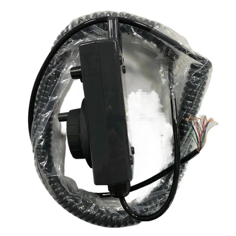 Get That MPG Handwheel Manual Pulse Generator A860-0203 T011 For Your CNC Machine And Run Things Smooth Like Butter With Precise Manual Control And Top Quality Feel, black wired CNC handwheel with coiled cable