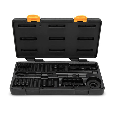 51 Piece One Quarter Inch Drive Six Point 120XP Mechanics Tool Set Standard And Deep Sockets SAE And Metric With Ratchets