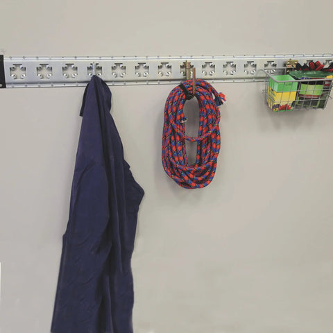 Small Square Hook For E-Track And X-Track Systems, Flat Bottom Design, holds tools on wall-mounted tracking