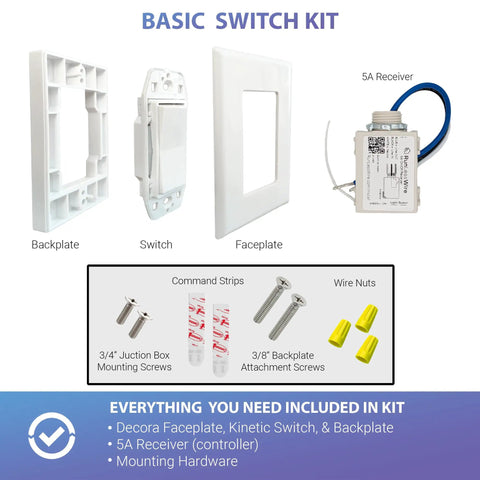 Self Powered Wireless Light Switch And Receiver Kit No Wires No Batteries No WiFi Needed For Easy DIY Home Electrical Projects.