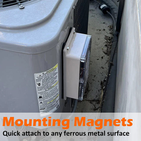Magnet mounting bracket with rubber coating installed on ferrous metal surface (side view)
