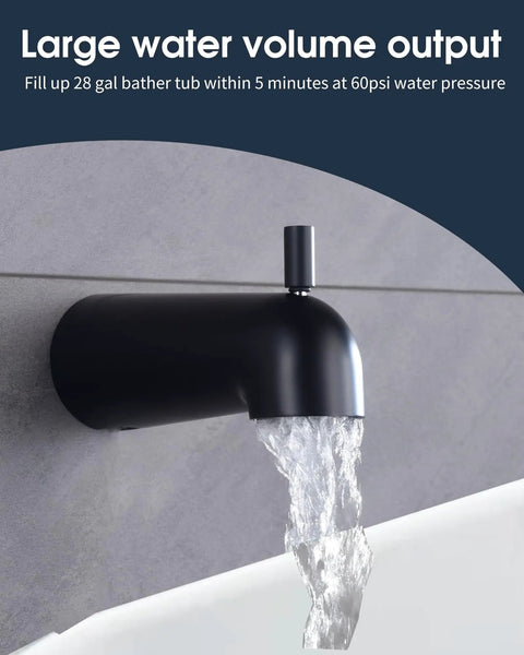 Black Bathtub And Shower Trim System Style 9 For An Easy Dope Bathroom Remodel, Premium Durable Metal Trim Set with water flow