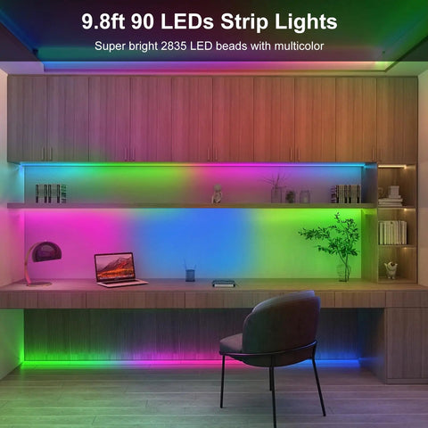 Battery Powered LED Strip Lights 9.8Ft Multicolor With Remote Dimmable Timer Waterproof Flexible Tape For TV Backlight