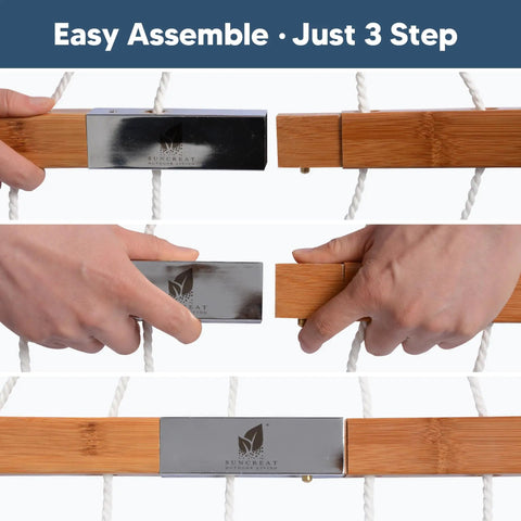 Assembly steps for Two Person Hammock With Heavy Duty Curved Bar For Poolside And Backyard Lounging Go To Choice For Quick Dry Textilene
