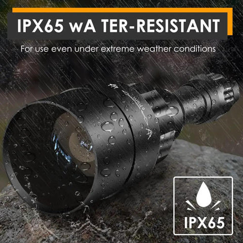 Beefed Up 940nm IR Night Vision Illuminator Flashlight with IPX65 water resistance shown in rainy conditions