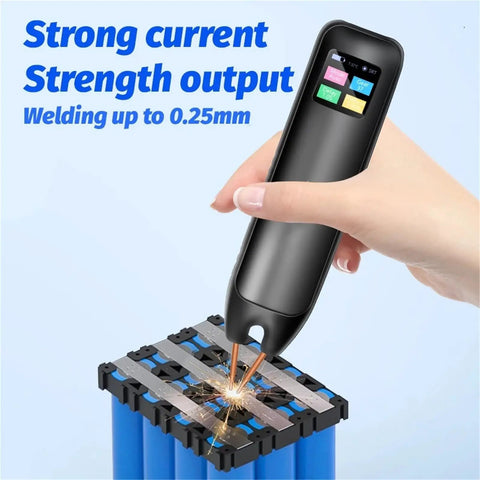 Portable Digital Spot Welder Handheld With Adjustable Power For Nickel Sheet in use, demonstrating strength output