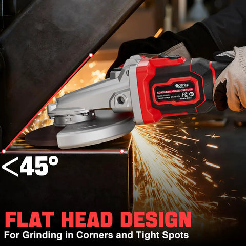Professional Flathead Angle Grinder Built Ridiculously Tough Works Slick On Tight Spaces Delivers Serious Kickass Grinding Power And Smooth Anti Vibration Safety With Your Milwaukee 18V Battery Tool Not Included, highlighting flat head design for tight spaces.