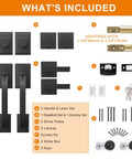 Matte Black Front Door Handle Set With Deadbolt And Lever, Heavy Duty Double Door Lock Kit includes components displayed