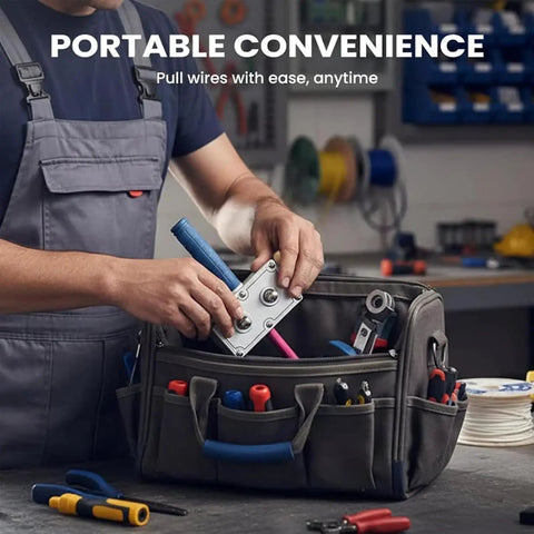 Upgraded Drill Powered Wire Puller For Electricians Automatic Cable Stringing Assistant With Ergonomic Grip in tool bag.