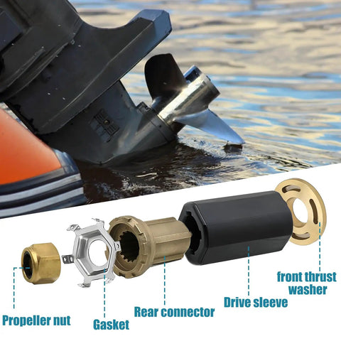Brass Prop Hub Replacement Kit For Alpha One Style Outboard Propellers With Quicksilver Brass 835257Q1 835257K1 components displayed