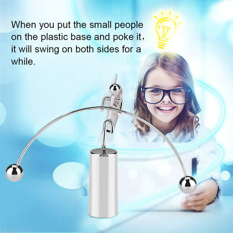 Newton's Cradle Desk Toy Dope Office Decor With Pendulum Motion, child with physics illustration in background