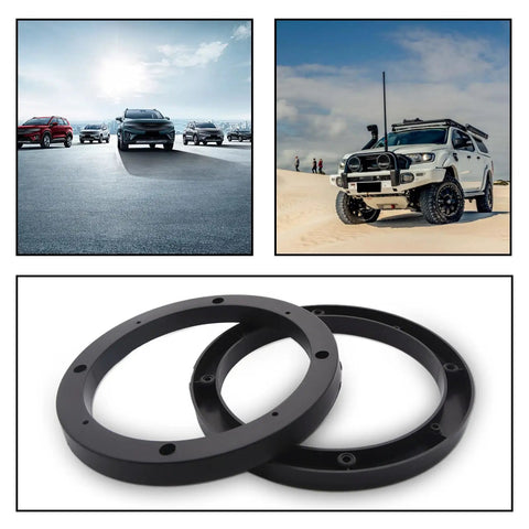 Get Your Sweet Ride Hooked Up With Premium 6.5 Inch Car Speaker Spacer Rings And Mounting Brackets 4 Pack In Sleek Black. Black plastic speaker spacer rings.