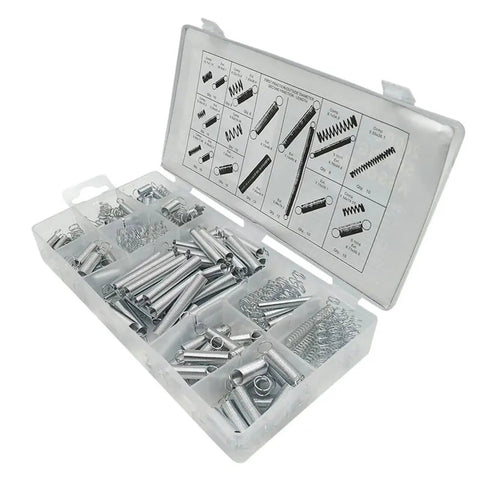 Premium 200 Pcs Hardware Tension Spring Compression And Extension Kit Perfect For Home Repairs DIY Gadgets Electrical Projects With Solid Performance., 200-piece zinc-coated spring assortment in plastic storage case