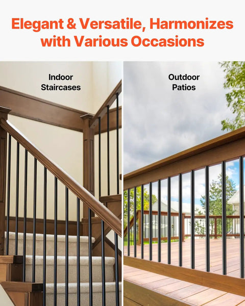 Aluminum Deck Balusters 51 Pack 26 Inch Hollow Round Metal Spindles For Stairs Porch And Patio All Weather Rustproof Black Railing Kit