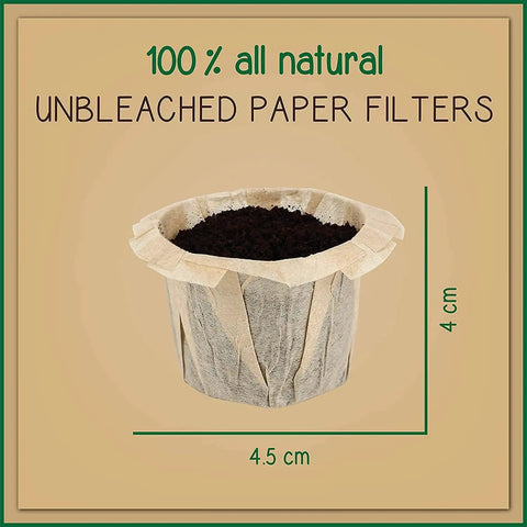 600 Paper Coffee Filters For Keurig Single Serve Pods Unbleached All Natural Brown Disposable Filters with dimensions