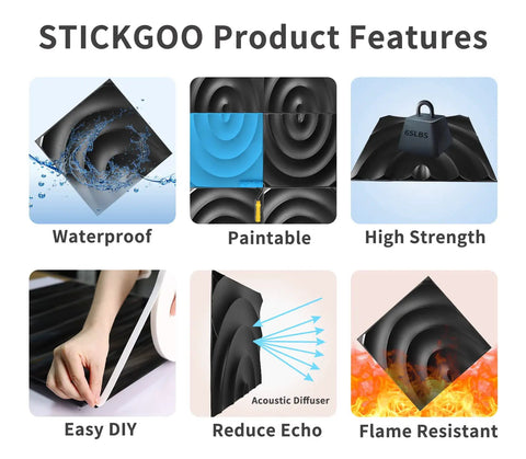 Black Semicircle 3D Wall Panels With Peel And Stick Tape For DIY Interior Wall Decor Pack Of 12 Tiles Covering 32.34 Sq Ft Features