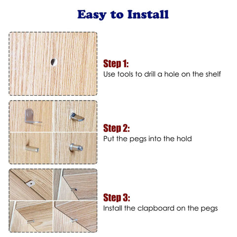 Step-by-step guide on installing Super Sturdy 5mm Shelf Support Pegs 94 Piece Kit for custom shelving.