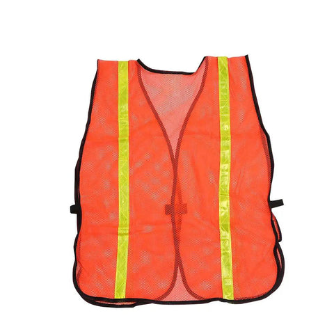 High Visibility Reflective Safety Vests 10 Pack, Adjustable Lightweight Neon Orange for Construction, Cycling with reflective strips