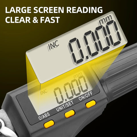 Pro Grade Digital Micrometer Measuring Tool For Precision Inch And Metric Thickness With 0.00005 In 0.001 Mm Accuracy close-up display