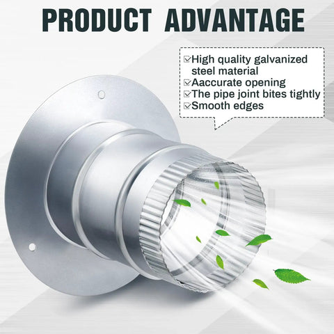 Real Sturdy 4 Inch Duct Connector Flange Galvanized Steel Pipe Collar with snap tight seal and smooth edges for air tubes.