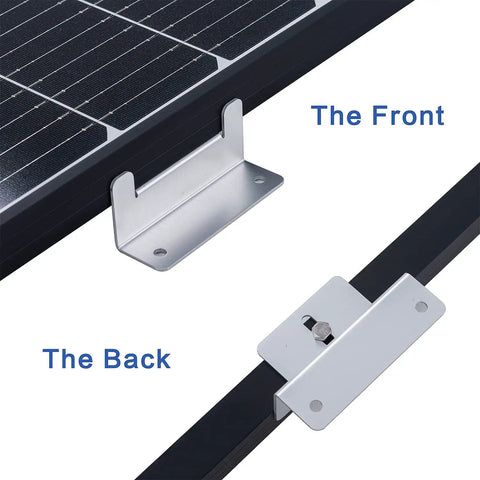 Heavy Duty Solar Panel Z Bracket Set for RVs, Boats, Trailers and Yachts, aluminum brackets front-back view, corrosion-free