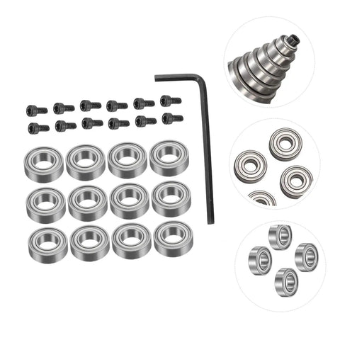 Top Mounted Ball Bearing Router Bit Guide Kit, 12 Piece Bearings Accessory Set With Screws And Wrench For Woodworking And Milling Cutter