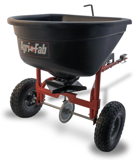 Tow Behind 110 Lb Lawn And Garden Broadcast Spreader For Seed Fertilizer Salt Ice Melt With Easy Flow Control From Riding Mower Seat