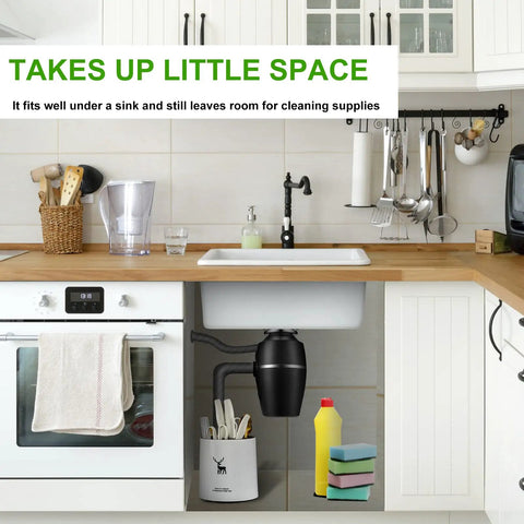 Under-sink view of 3/4 HP Quiet Garbage Disposal For Home Kitchens, Continuous Feed Food Waste Disposer With Power Cord Included And Dishwasher Connector, Smooth Operation, Low Noise, Easy Install, Heavy Duty Performance