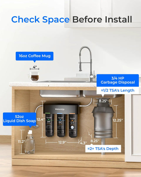 Under Sink Water Filtration System For Municipal Cold Water Direct Connect To Faucet Reduces PFAS PFOA PFOS Fluoride Chlorine