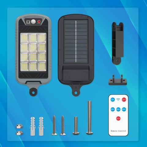 Lit Up Solar Flood Lights Outdoor With 168 LED 6500K Dusk Till Dawn Eight Sided Motion Sensor IP66 Waterproof components