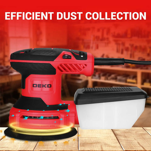 Heavy Duty 5-Inch Orbital Sander With Dust Collection, 14,000 RPM, 6 Variable Speeds, 16 Sandpapers Included In Workshop