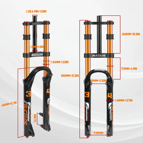 Trail-Ready 26 Inch Mountain Bike Front Fork With Air Suspension, 180mm Travel, Rebound Adjust, Manual Lockout, tech specs.
