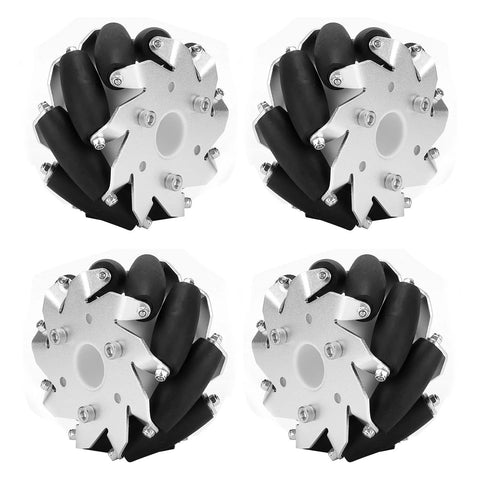 Omni directional robotics mecanum wheels 100mm set for precision control and high load capacity in robot car competitions.