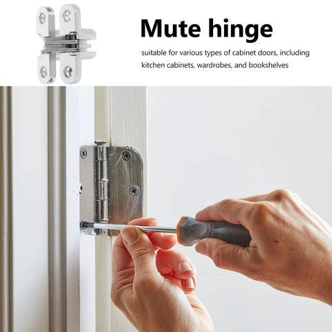 Person installing Concealed Folding Cross Hinge For Wooden And Wardrobe Doors Stainless Steel With Easy Install Hidden Pivot Design