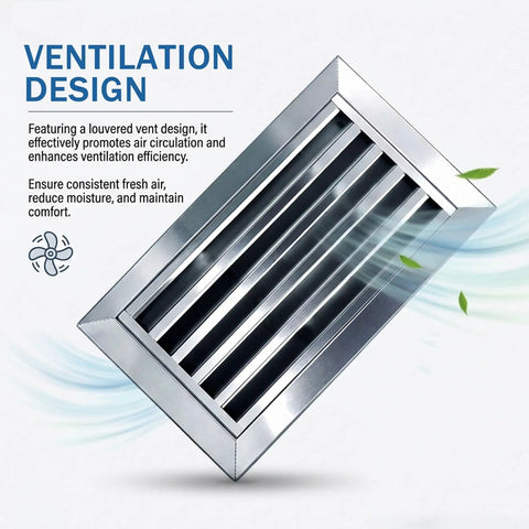 Built Solid 304 Stainless Steel Louvered Access Panel Featuring Quick Airflow Grilles Wall Door for Drywall Plumbing and Electrical FixUps showing ventilation design.