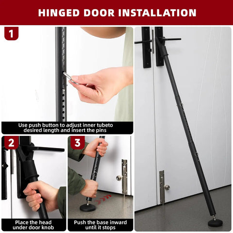 Hinged Door Installation for Two Pack Heavy Duty Metal Door Security Bars Adjustable For Hinged And Sliding Glass Doors Non Slip Base