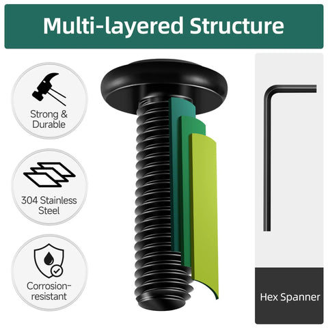 Heavy Duty M6 Socket Head Cap Screws 40mm Fully Threaded 304 Stainless Steel Black Zinc Plated Furniture Bolts with Hex Driver, close-up view.