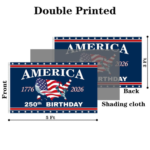 Totally All American 250th Anniversary Flag 3x5 Ft Double Sided Three Layer Fabric We The People 1776 2026 Patriotic Outdoor Flag