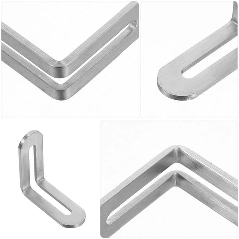 Stainless Steel L Shape Shelf Brackets For Wood Shelves And Tables Adjustable Slot Design For Precise Alignment Angled Mounting Corners