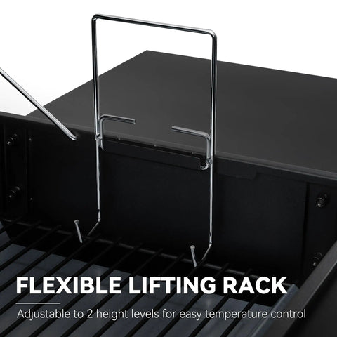 Smokin Hot Charcoal Grill With Offset Smoker For Outdoor Cooking 823 Sq In Total Surface flexible lifting rack