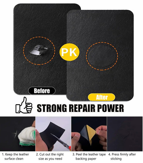 Texture Leather Repair Patch Kit For Car Seats, Sofas, Boats, Chairs And Handbags, Easy No Sweat Quick Fix For Leather Rips