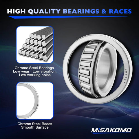 Trailer Bearings Kit For 3500 Lb Axles One And One Sixteenth Inch To One And Three Eighths Inch Spindle Two Sets Included L68149 L44649