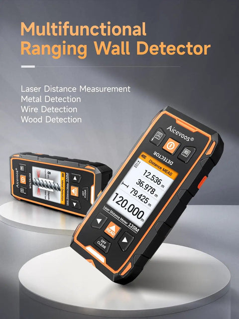 Hella Sensitive Wall Scanner And Slick Stud Finder Tool With Smart Chip locates wood studs, metal joists, and wires with laser guide.