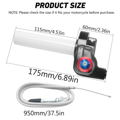 Product dimensions for See Through 7/8 Inch Throttle Twist Grips With See Through Throttle Cable Box And Adjustable Clamps