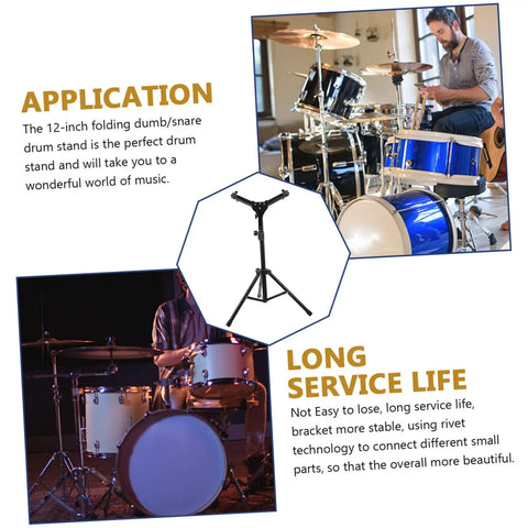 Adjustable Heavy Duty Drum Stand Mount Bracket with tripod base, black finish, perfect for snare and tom pads in studio use.